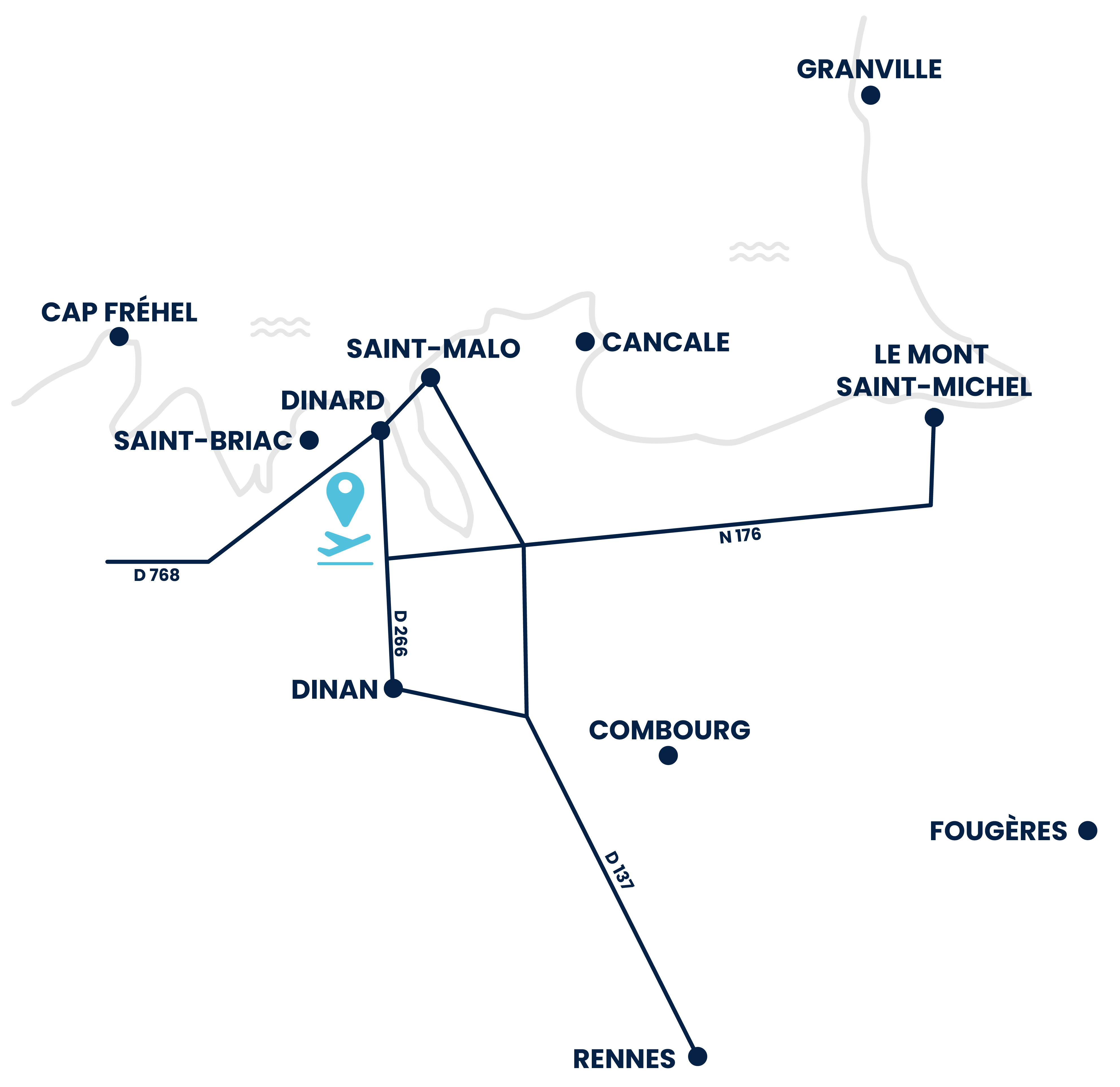 Plan d'accès aéroport Dinard Bretagne